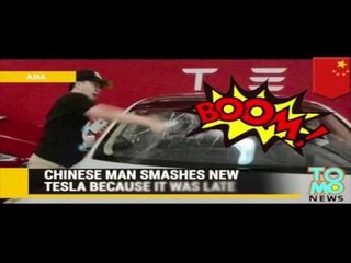 Chińczyk roztrzaskuje nowy samochód bo dostarczono go za późno.