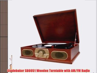 Studebaker SB6051 Wooden Turntable with AM/FM Radio