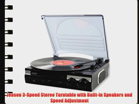 Jensen 3-Speed Stereo Turntable with Built-in Speakers and Speed Adjustment