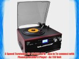 Pyle PTTCDS7U Classic Vintage Turntable with AM/FM Radio/Cassette/CD USB/SD and Aux Input for