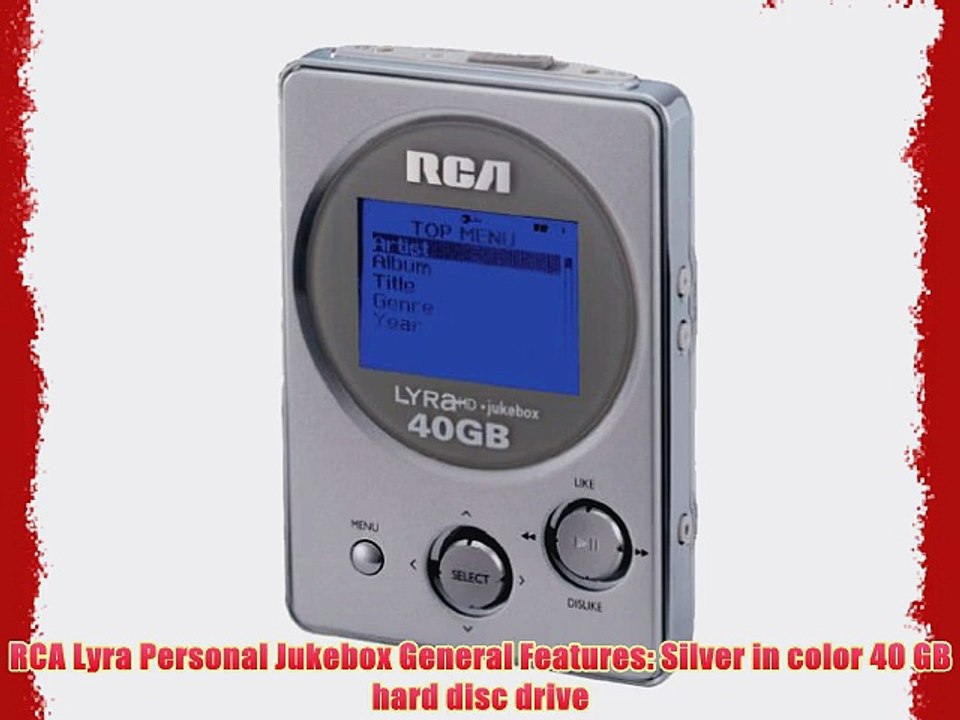 RCA RD2840 Lyra Personal Jukebox w/40GB HDD