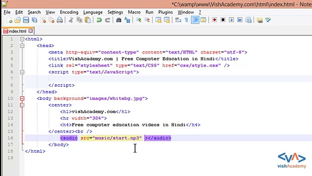 Audio player in webpage using HTML5 in Hindi