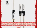GearIt (10-Pack) 3.5mm Splitter Audio Cable (10 Feet / 3 Meters) - 3.5mm Male to 2 Female Extension