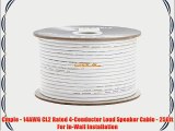 Cmple - 14AWG CL2 Rated 4-Conductor Loud Speaker Cable - 250ft For In-Wall Installation
