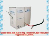 Speaker Cable Bulk 16/2 (16 Awg 2 Conductor) High Strand Pure Copper Pull Box 1000 Ft.