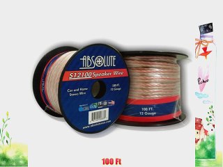 Absolute S12100 100-Feet 12 Gauge Car and Home Stereo Clear Speaker Wire