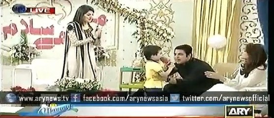 Iqrar-ul-Hassan 4 Year Old Son Sing Song Dil Dil Pakistan in Live Morning Show