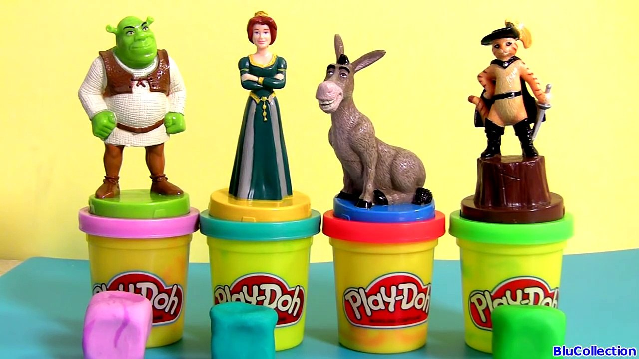 Play Doh SHREK Stampers with Princess Fiona Donkey Shrek "Puss in Boots" PlayDough by ToyCollector