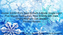 Hunter 53250 Pro's Best 52-Inch 5-Blade Single Light Five Minute Ceiling Fan, New Bronze with Dark Cherry/Medium Oak Blades Review