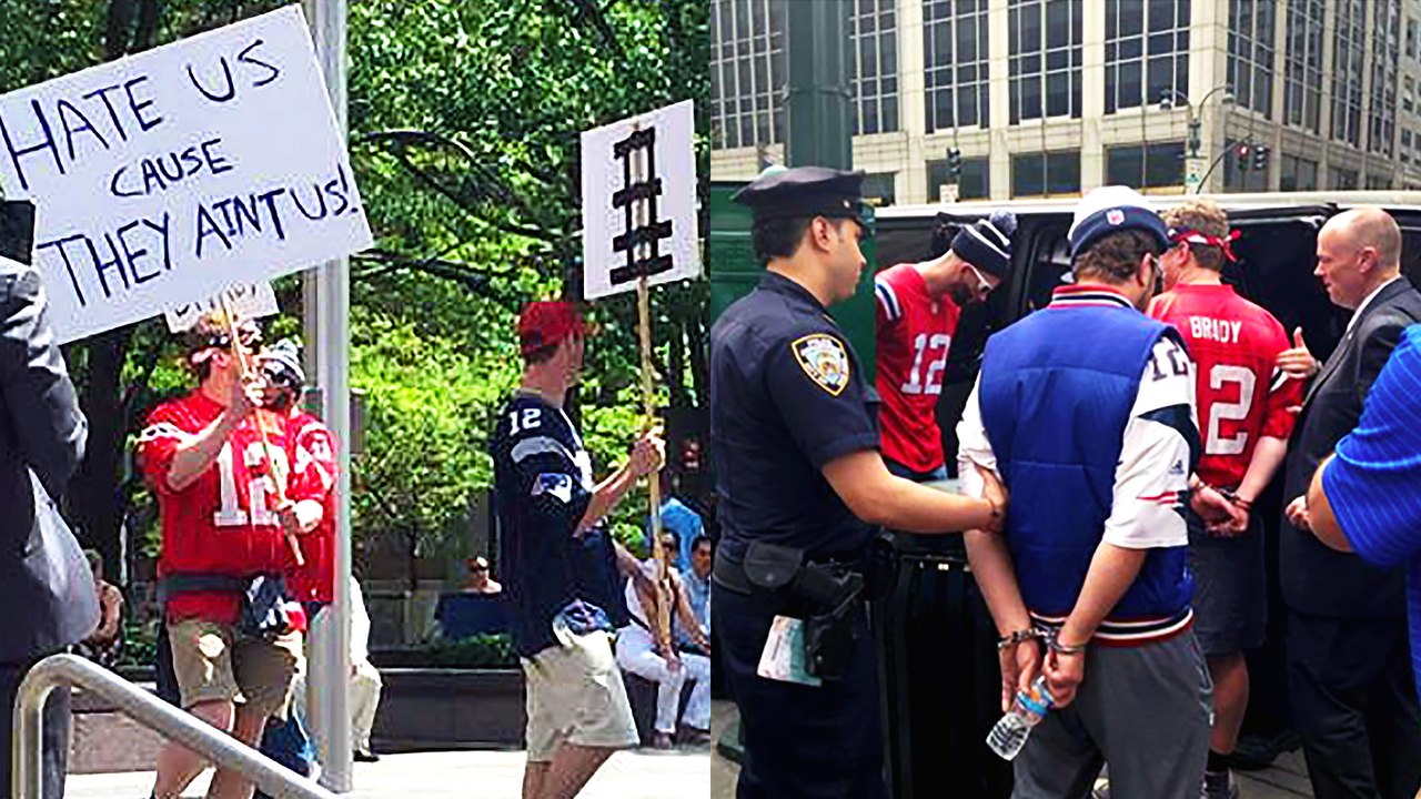 Patriots Protestors Handcuff Themselves at NFL Offices, Get Arrested