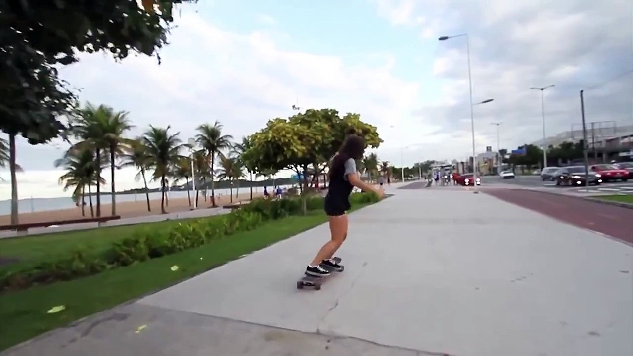 Awesome Longboarding Girl Does Skateboard Dancing