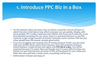 PPC Biz in a Box Review - Read Review Before You Buy