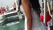 A bride jumping in water almost drowned because of wedding dress! Crazy...