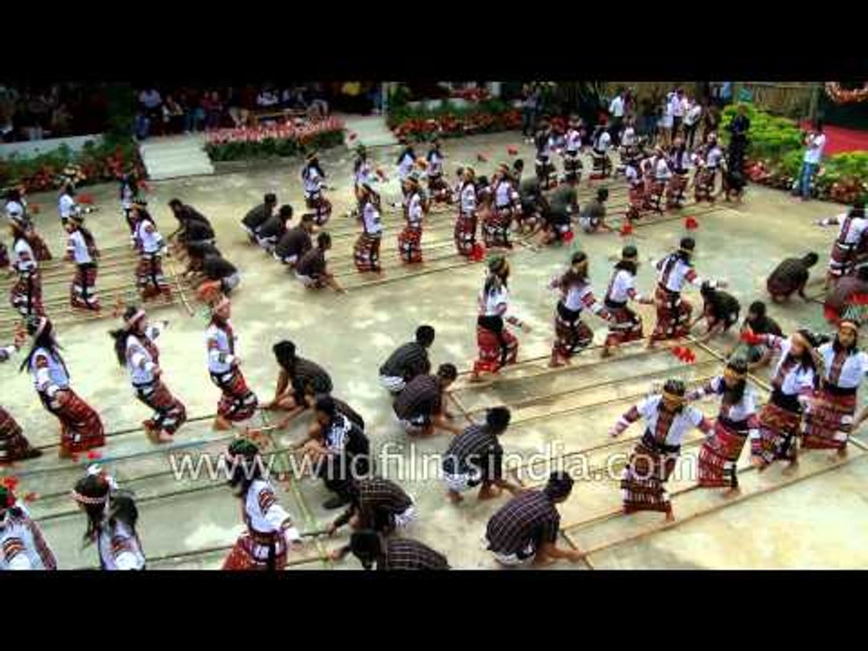 Mass bamboo dance at Reiek, Mizoram