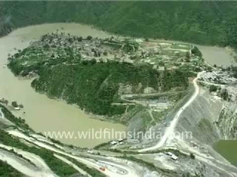 Tehri Dam in Uttarakhand, with submerged Tehri town