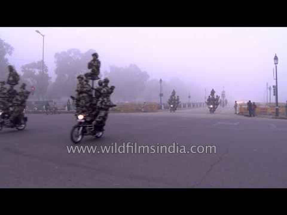 Indian Army soldiers perform daredevil motorbike stunt
