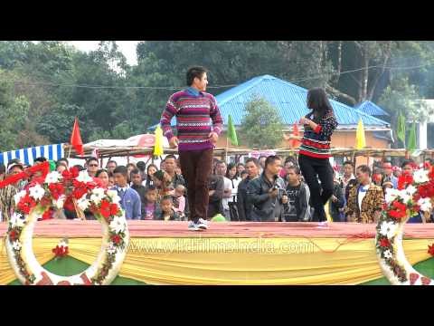 Mizo youth dance to a gospel song at Thalfavang Kut