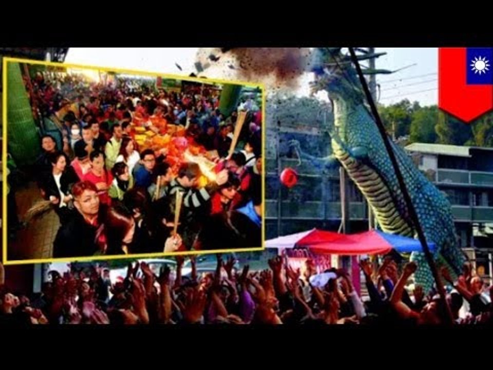 Taiwanese worship Cai Shen, God of Fortune as part of Lunar New Year celebrations