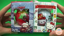 Disney Pixar Cars & Hello Kitty Surprise Eggs Christmas Toys Kinder Ornaments Opening   Unboxing