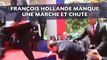 François Hollande manque une marche et chute en Haïti