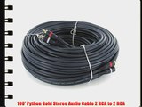 100' Python Gold Stereo Audio Cable 2 RCA to 2 RCA