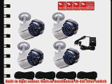 VideoSecu 4 x Outdoor Bullet Security Cameras Day Night 36 Infrared LEDs 520TVL High Resolution