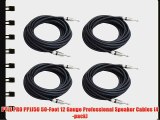 4) PYLE PRO PPJJ50 50-Foot 12 Gauge Professional Speaker Cables 1/4'' to 1/4''