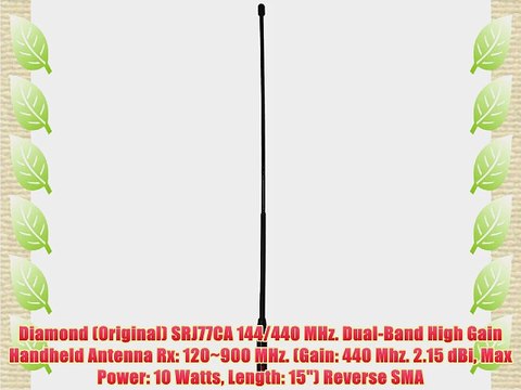 Diamond (Original) SRJ77CA 144/440 MHz. Dual-Band High Gain Handheld Antenna Rx: 120~900 MHz.