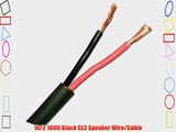 Black - 16/2 Awg CL2 Rated In Wall Speaker Wire/Cable - 100ft - Indoor - Premium Home Audio