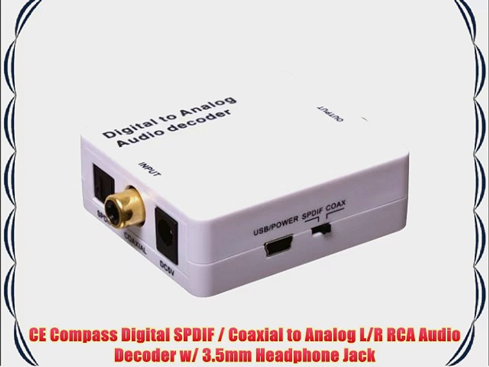 CE Compass Digital SPDIF / Coaxial to Analog L/R RCA Audio Decoder w/ 3.5mm Headphone Jack