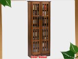 Leslie Dame 62 Inch Tall CDDVD Wall Rack Media Storage Cabinet with Doors in Walnut