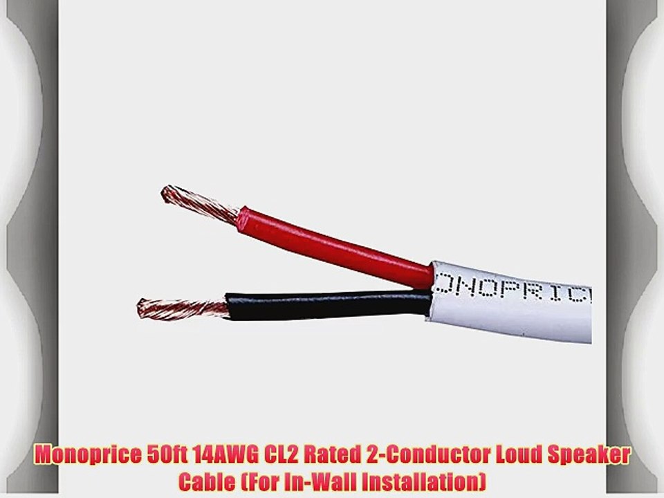Monoprice 50ft 14AWG CL2 Rated 2-Conductor Loud Speaker Cable (For In-Wall Installation)