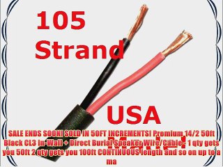 Black - 14/2 Awg 50FT Increments Direct Burial DB AND CL3 In Wall Rated - Speaker Wire OR Low