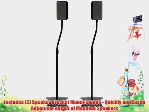 Pyle PSTND19 Dual Universal Speaker Bracket Stand Mounts Adjustable Height for Satellite Speakers