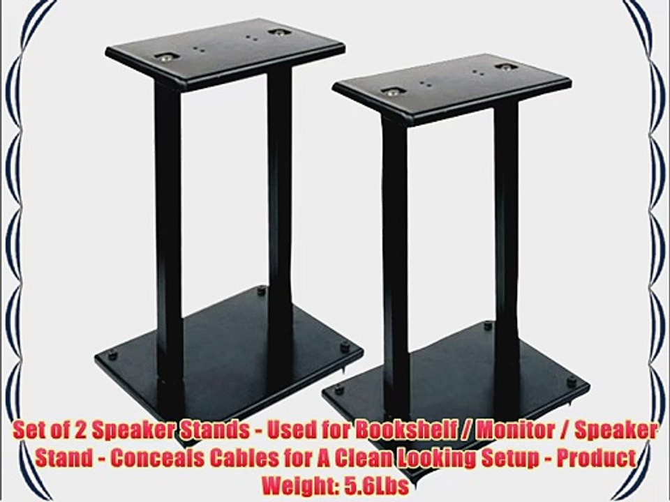 Pyle PSTND18 Universal Heavy-Duty Double Support Steel Bookshelf Speaker Stands