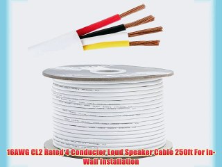 Download Video: 16AWG CL2 Rated 4 Conductor Loud Speaker Cable 250ft For In-Wall Installation