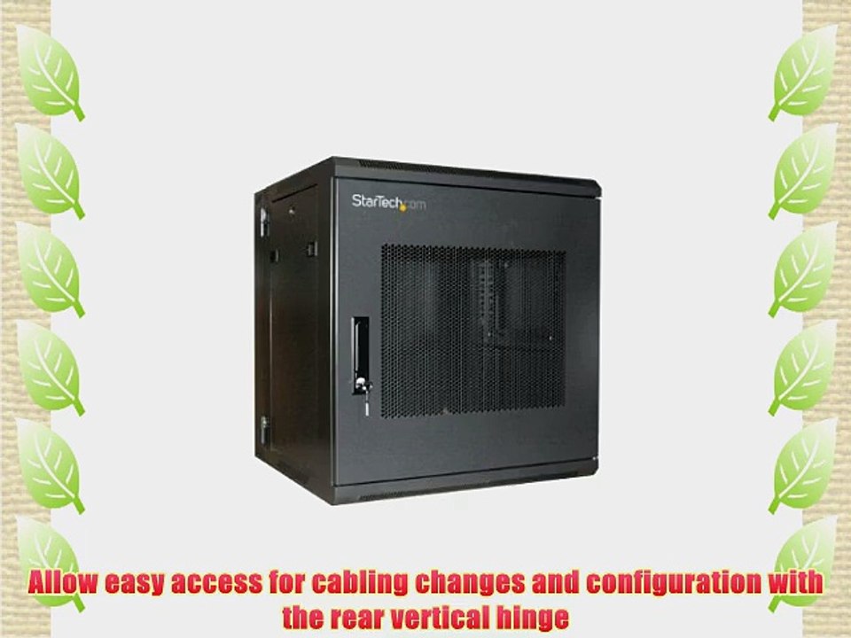 StarTech.com 12U 19-Inch Hinged Wall Mount Server Rack Cabinet with Steel Mesh Door RK1219WALHM