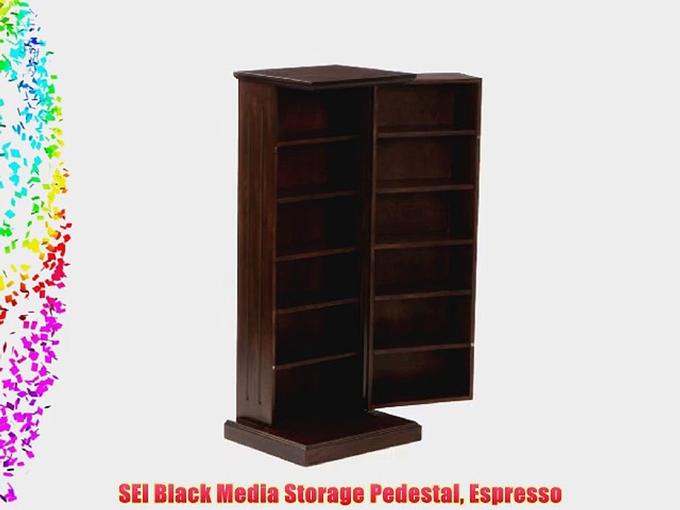 SEI Black Media Storage Pedestal Espresso