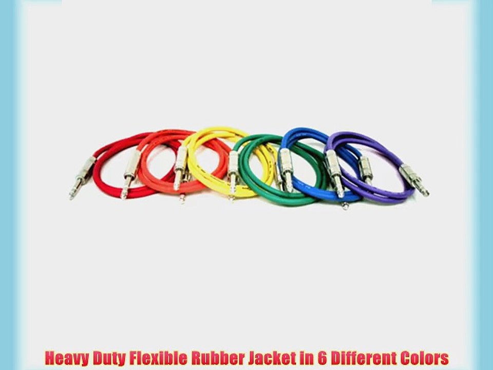 GLS Audio 3ft Patch Cable Cords - 1/4 TRS To 1/4 TRS Color Cables - 3' Balanced Snake Cord