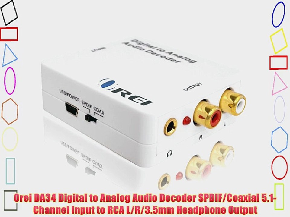 Orei DA34 Digital to Analog Audio Decoder SPDIF/Coaxial 5.1-Channel Input to RCA L/R/3.5mm