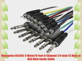Monoprice 601292 2-Meter/6-Feet 8-Channel 1/4-Inch TS Male to RCA Male Snake Cable