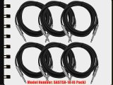 Seismic Audio SASTSX-10Black-6PK 10-Feet TS 1/4-Inch Guitar Instrument or Patch Cable Black