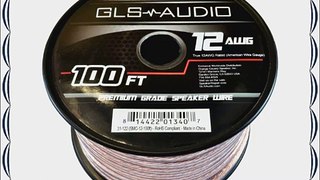 GLS Audio Premium 12 Gauge 100 Feet Speaker Wire - True 12AWG Speaker Cable 100ft Clear Jacket