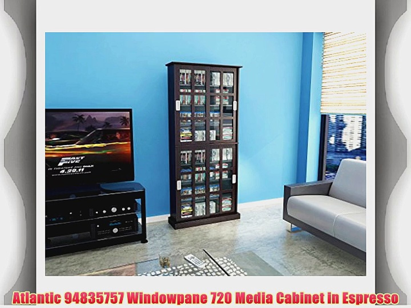 Atlantic 94835757 Windowpane 720 Media Cabinet In Espresso Video