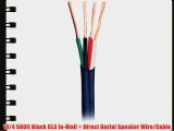 Black - 16/4 Awg CL3 Rated In Wall and Direct Burial Rated - Speaker Wire/Cable - 500ft - Indoor/Outdoor