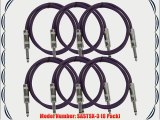 Seismic Audio SASTSX-3Purple-6PK 3-Feet TS 1/4-Inch Guitar Instrument or Patch Cable Purple