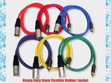 GLS Audio 3ft Patch Cable Cords - XLR Male To RCA Color Cables - 3' Pro Series Cord - 6 PACK