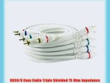 50Ft (50 Feet) 5-RCA Component Video/Audio Male to Male Cable RG-59/U White for HDTV DVD