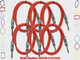 Seismic Audio SASTSX-3Red-6PK 3-Feet TS 1/4-Inch Guitar Instrument or Patch Cable Red