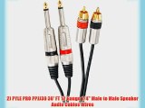 2) PYLE PRO PPJJ30 30' FT 12 Gauge 1/4 Male to Male Speaker Audio Cables Wires